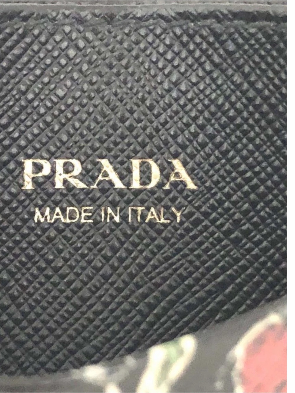 Prada Black Leather Card Holder with Red Heart Tulip Motif - Picture 6 of 7